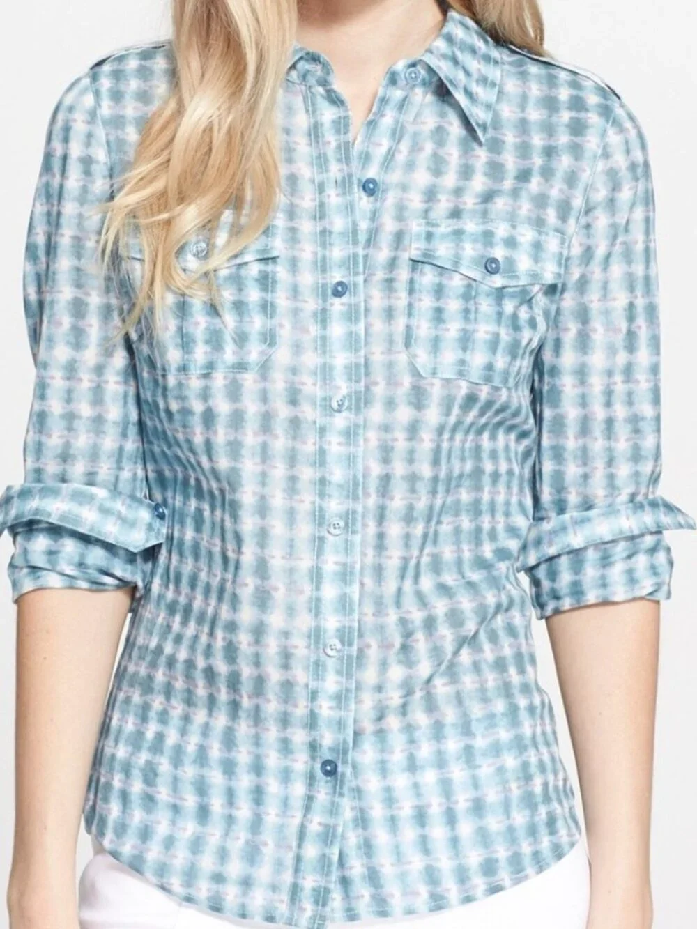 Tory Burch Brigitte Blouse in Blue Sonda 6 NWOT